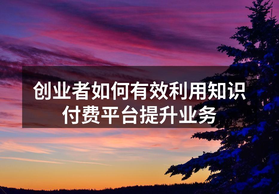 创业者如何有效利用知识付费平台提升业务