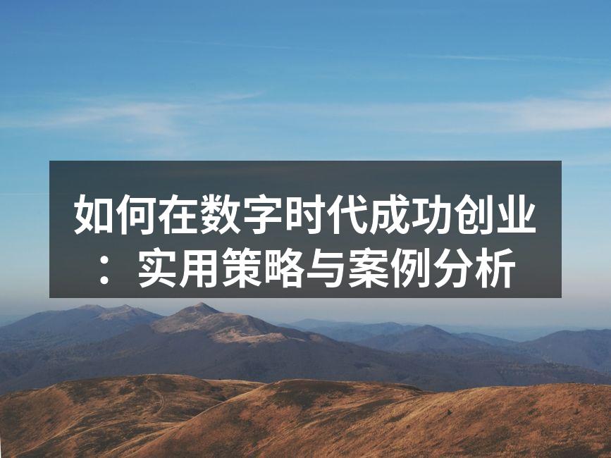 如何在数字时代成功创业：实用策略与案例分析